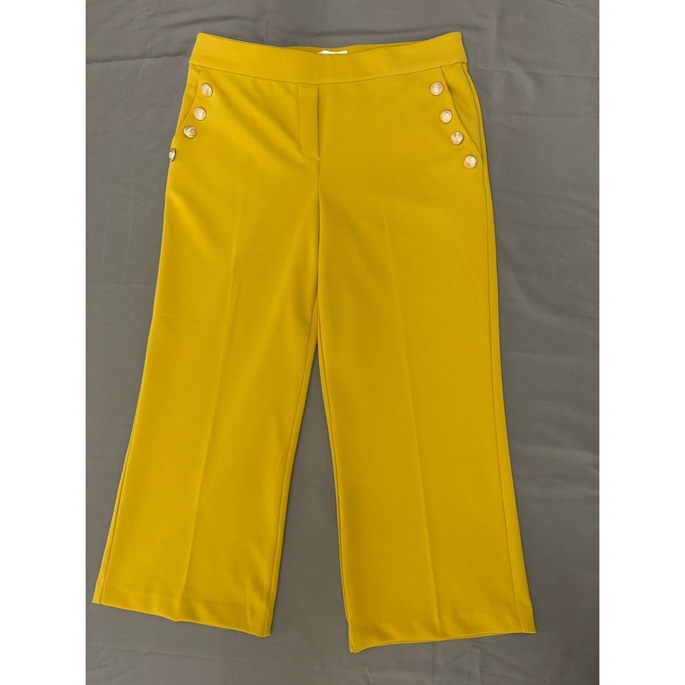 Jules & Leopold Mustard Yellow Women's Cropped Button-Accent Pants Size M